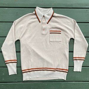 Vintage 70's Brown Long Sleeve Polo Sweater